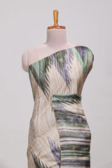 Green ikkat print tussar saree pastel multi coloured ikkat patterns with matching blouse with matching pallu
