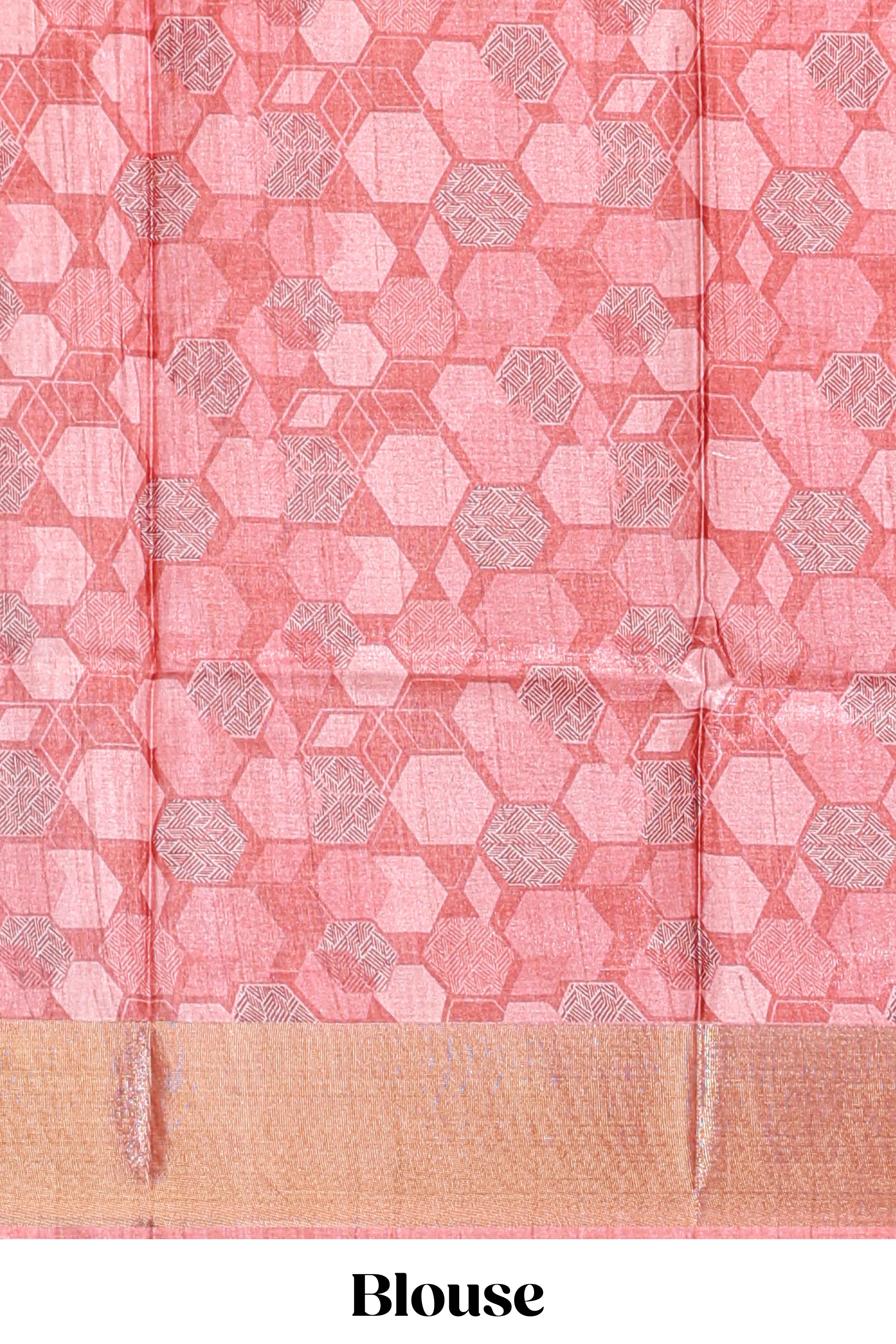 Sea green geometrical tussar silk saree multi coloured honeycomb geomatricpatterns ,rich matching pallu along with tussles