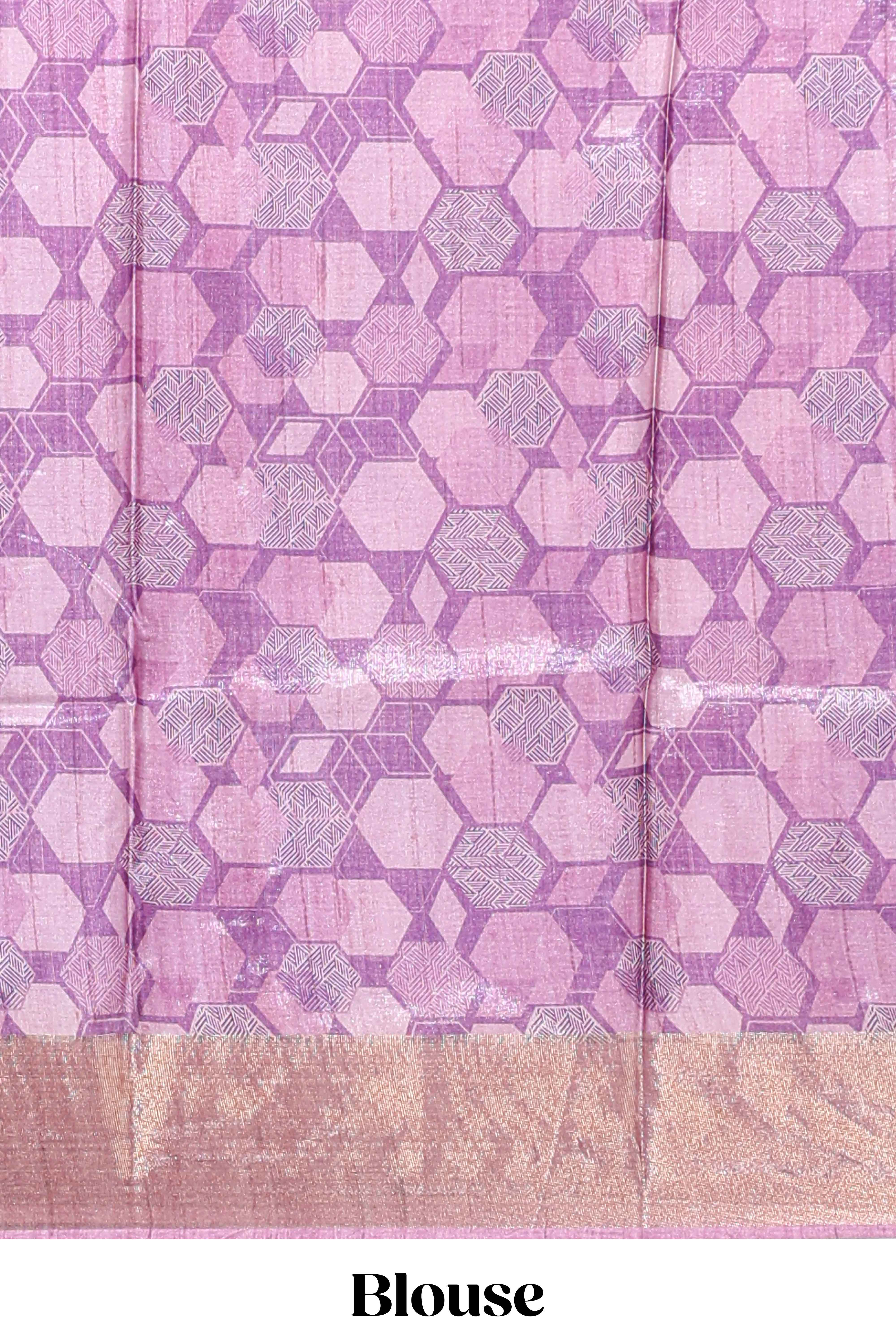 Green geometrical tussar silk saree multi coloured honeycomb geomatricpatterns ,rich matching pallu along with tussles