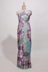 Violet geometrical tussar silk saree multi coloured honeycomb geomatricpatterns ,rich matching pallu along with tassles