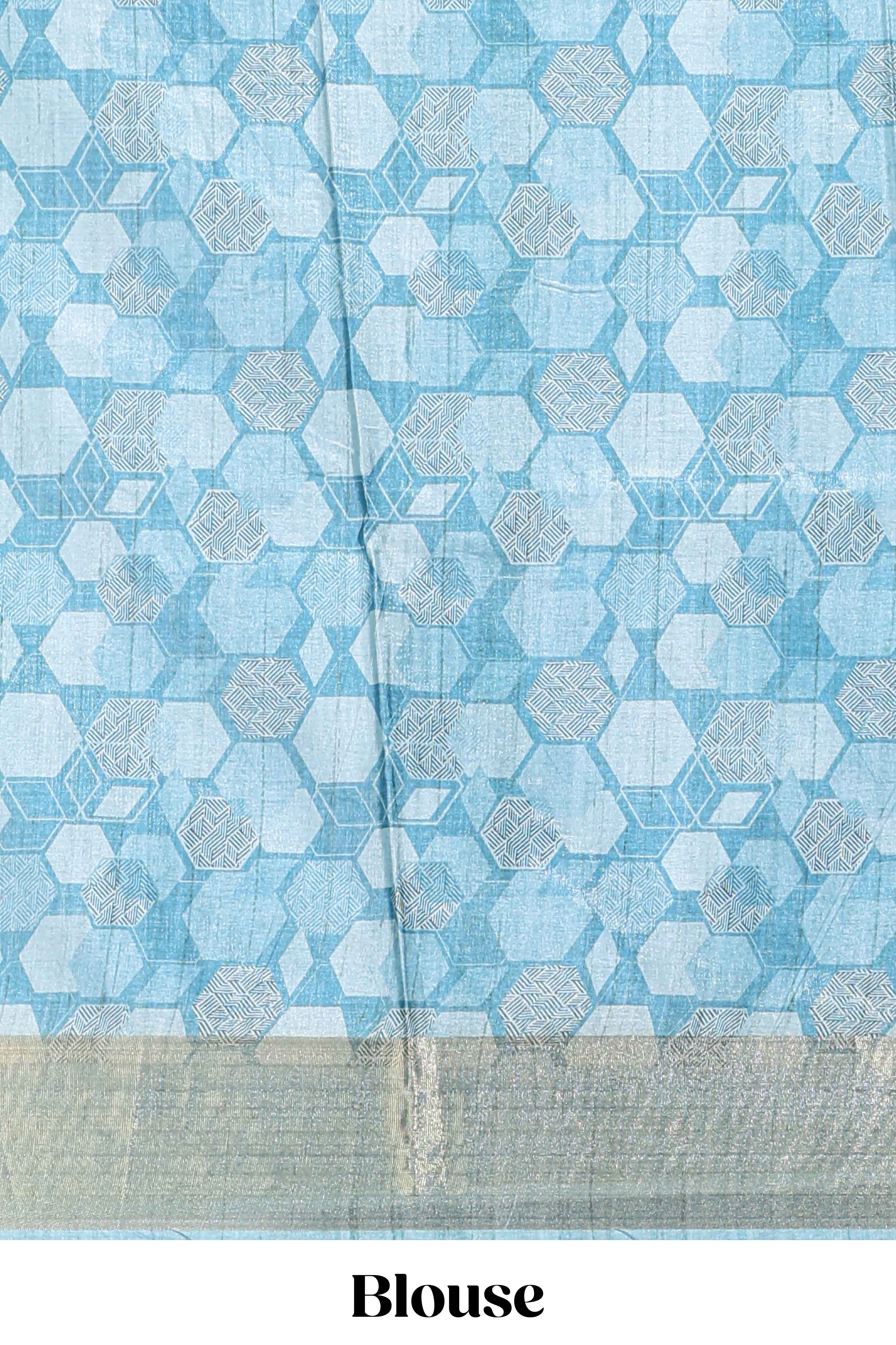 Violet geometrical tussar silk saree multi coloured honeycomb geomatricpatterns ,rich matching pallu along with tassles