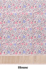 Sandle colour semi tussar saree with floral printed border and floral printed self blouse