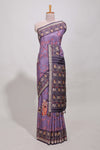 Violetpatola and pichwai tussar saree zari bordergeomatricmatching pallu along with tussels