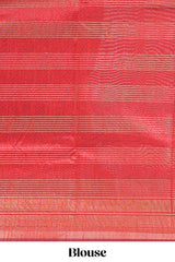 Black silk body golden zari butta striped pattern and Broad golden zari border with contrast blouse