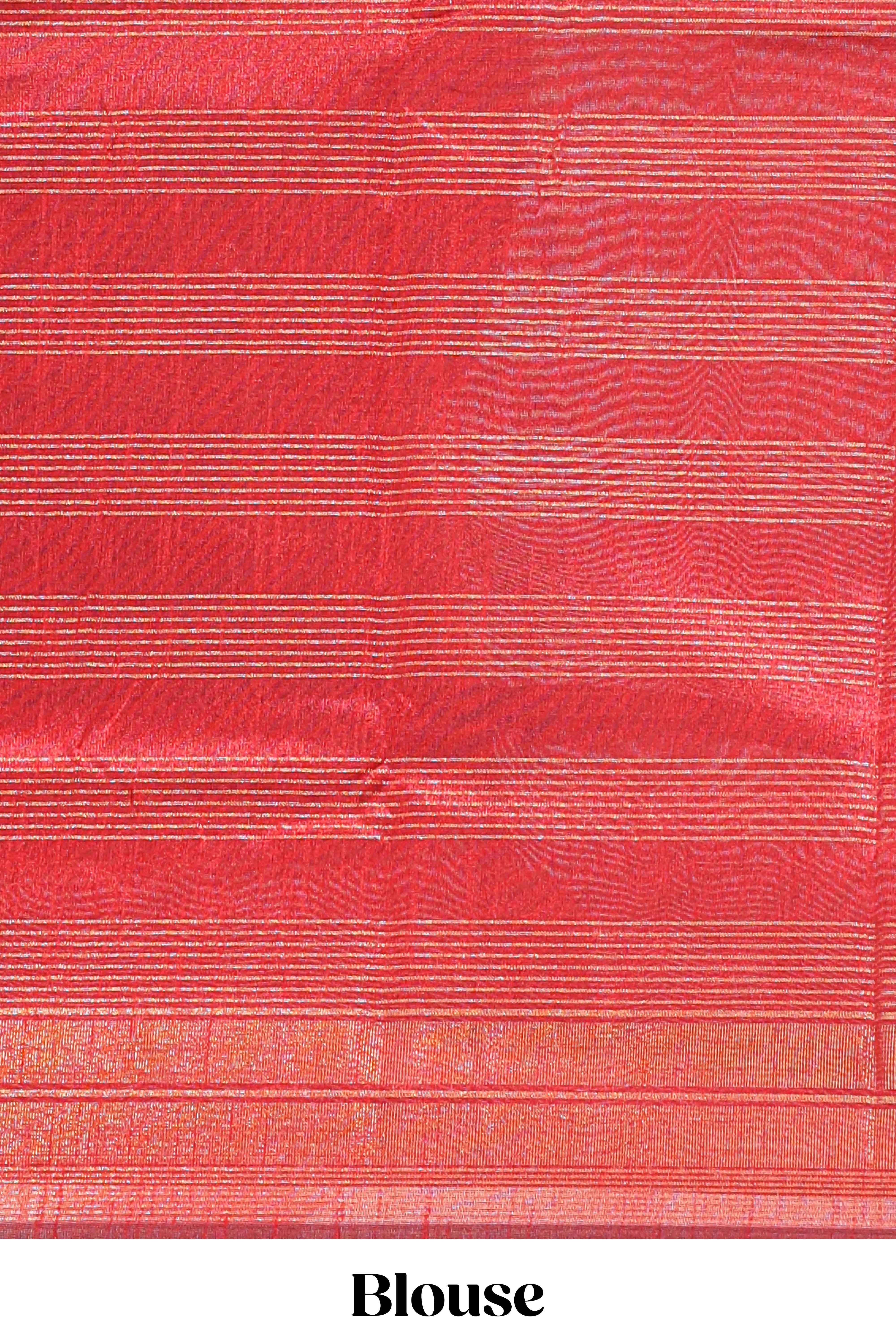 Black silk body golden zari butta striped pattern and Broad golden zari border with contrast blouse