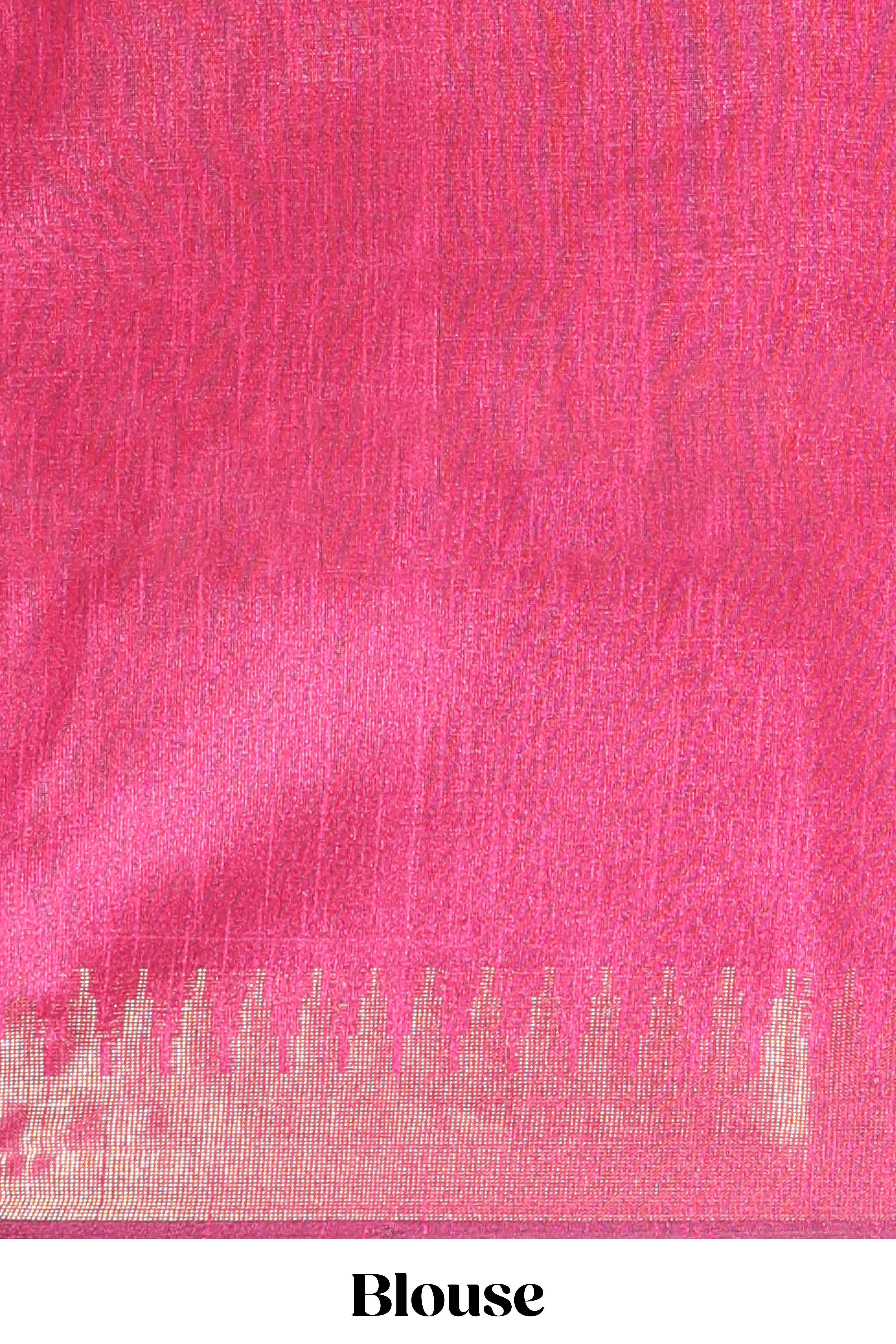 Sandle colour semi tussar saree with contrast zari pallu and contrast blouse