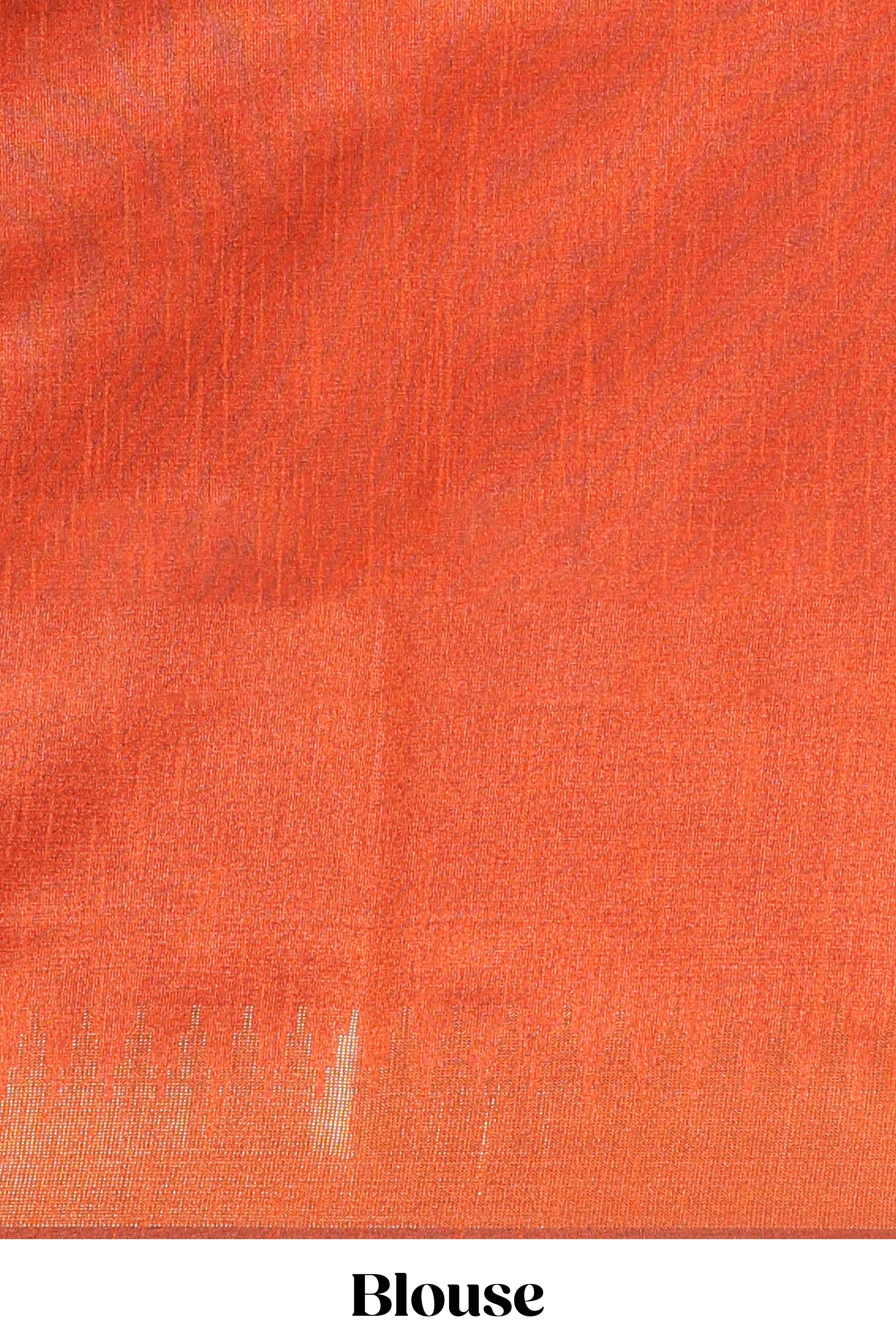Green semi tussar saree allzariwork with zaritemple border and contrast blouse