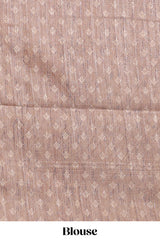 Champagne Beige shade semi tussar saree all hand work embroidery with contrast border and contrast printed printed pallu