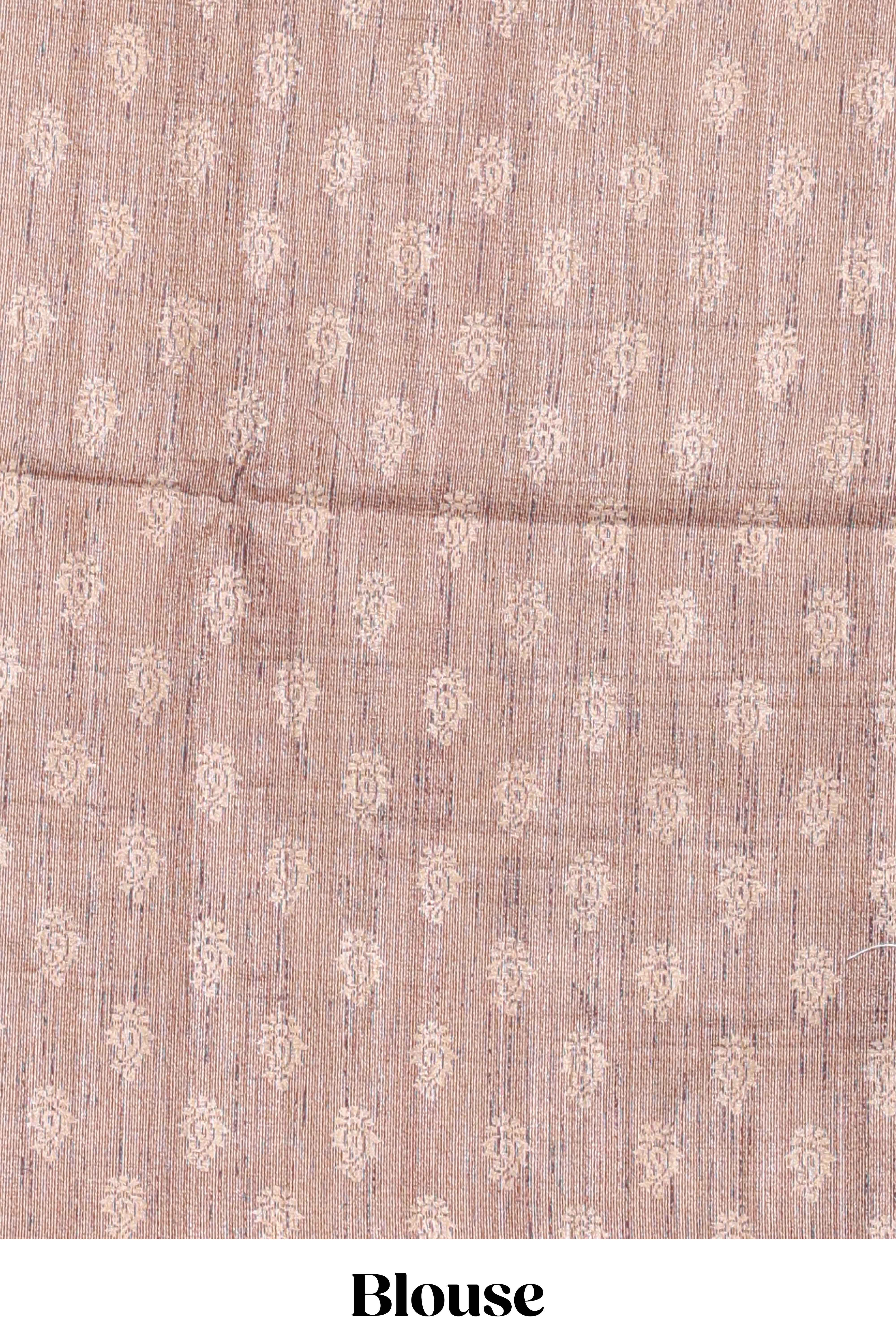 Turkish blue shade semi tussar saree all hand work embroidery with contrast border and contrast printed printed pallu