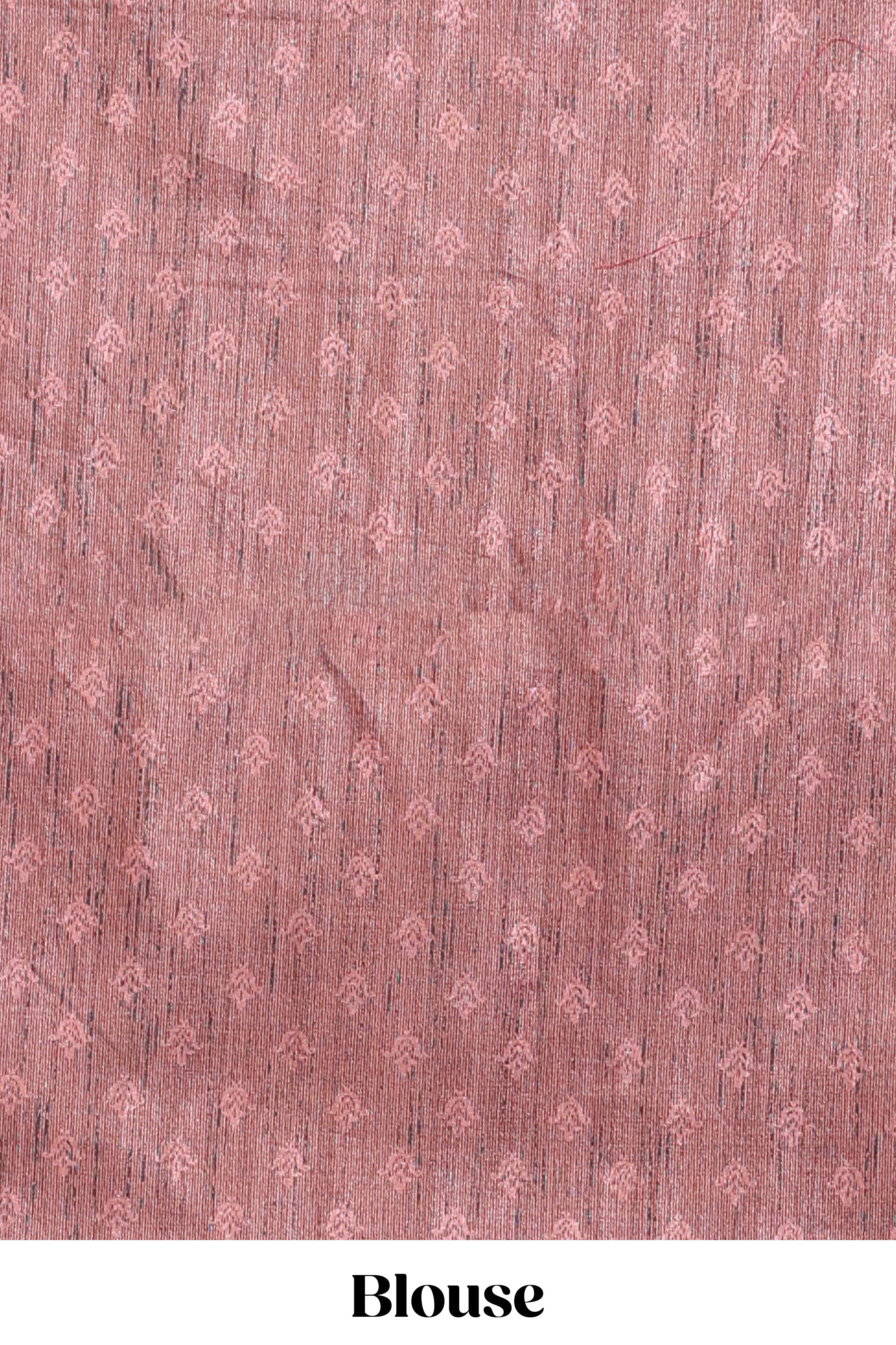 Red shade semi tussar saree all hand work embroidery with contrast border and contrast printed printed pallu