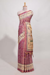 warli print tussar saree with self print blouse along with tassels