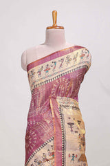 warli print tussar saree with self print blouse along with tassels