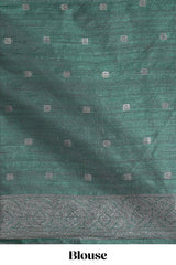 Borderless maroon round butta art tussar saree with contrast pallu and blouse