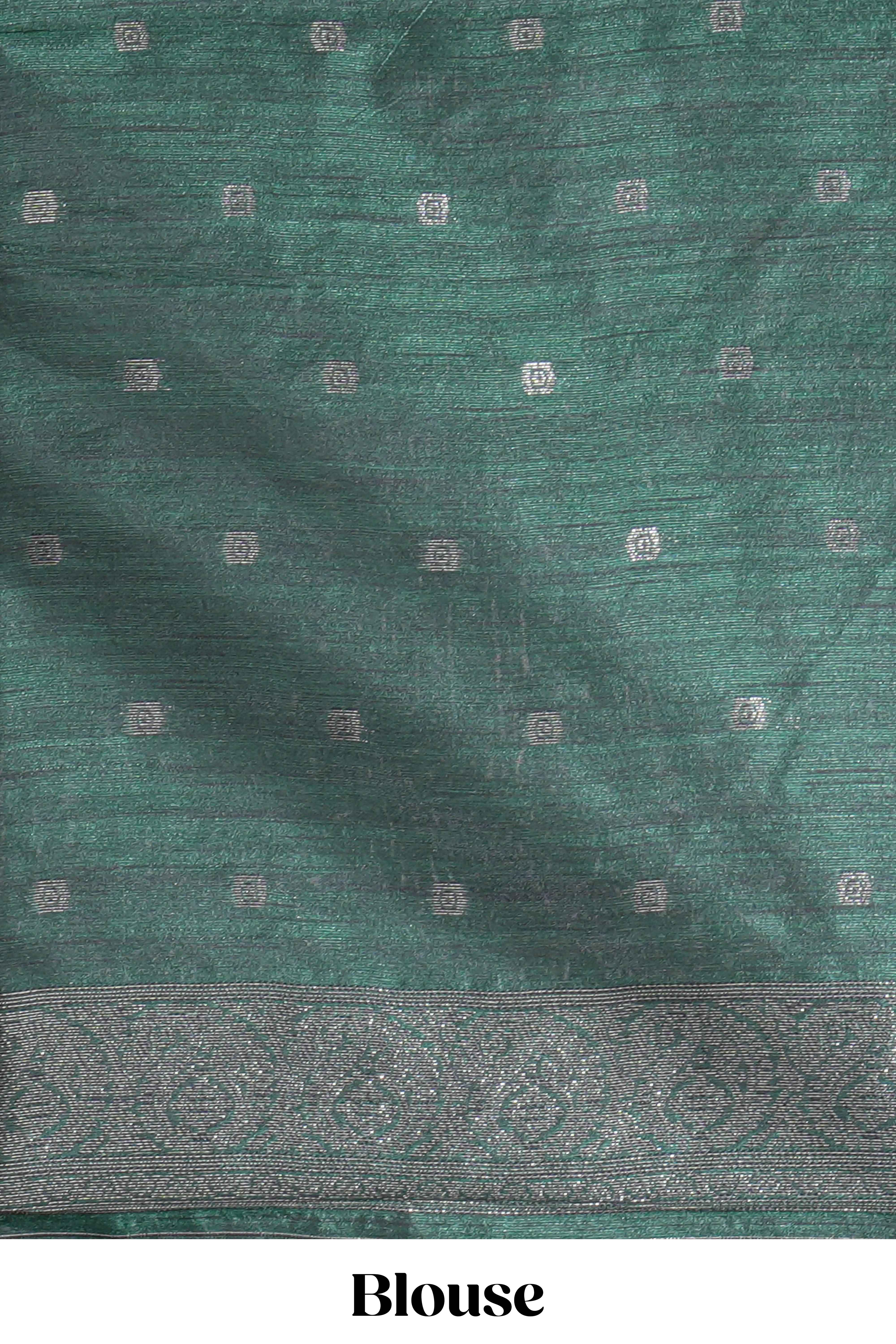 Borderless maroon round butta art tussar saree with contrast pallu and blouse