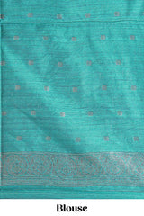 Borderless purple round butta art tussar saree with contrast pallu and blouse