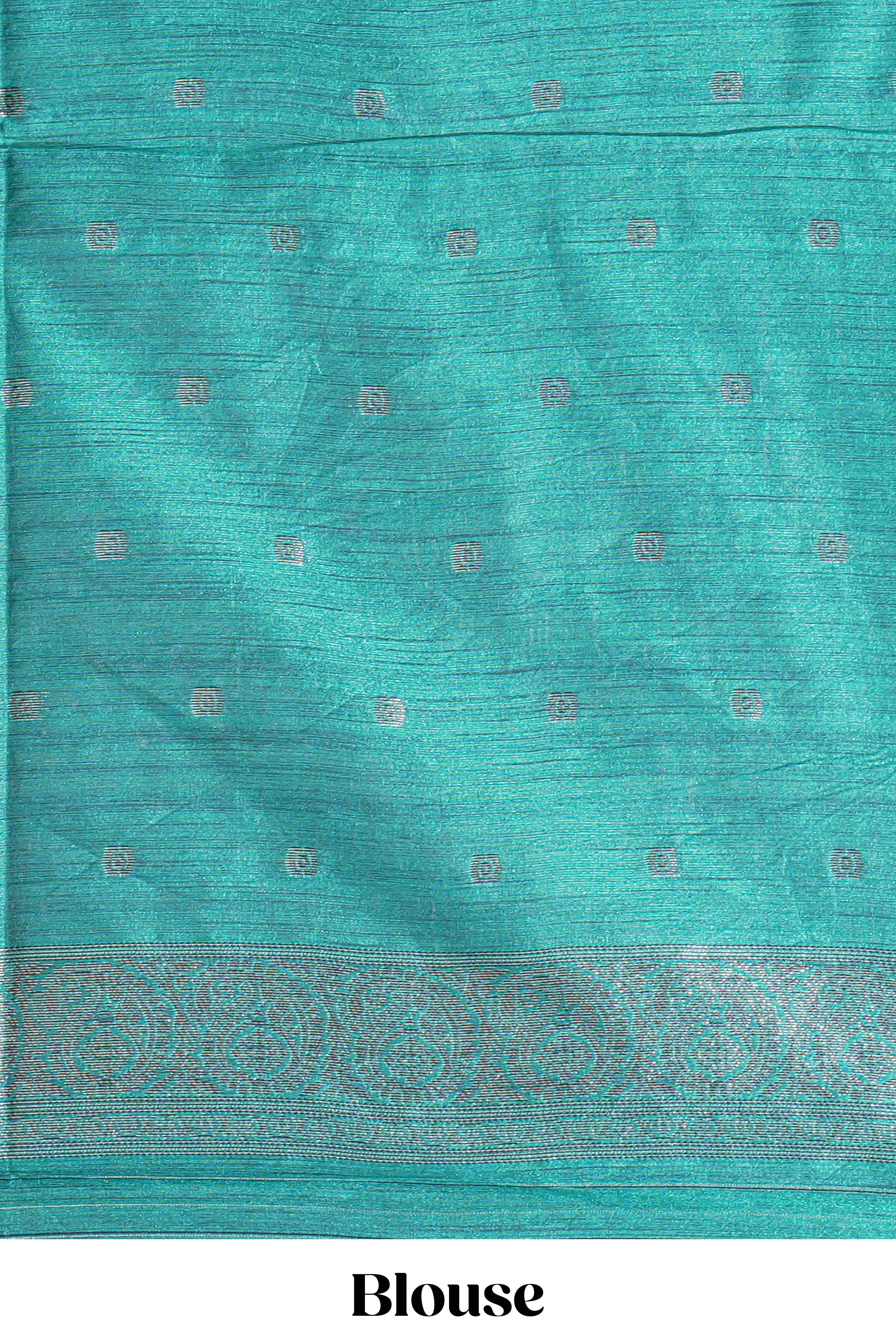 Borderless purple round butta art tussar saree with contrast pallu and blouse
