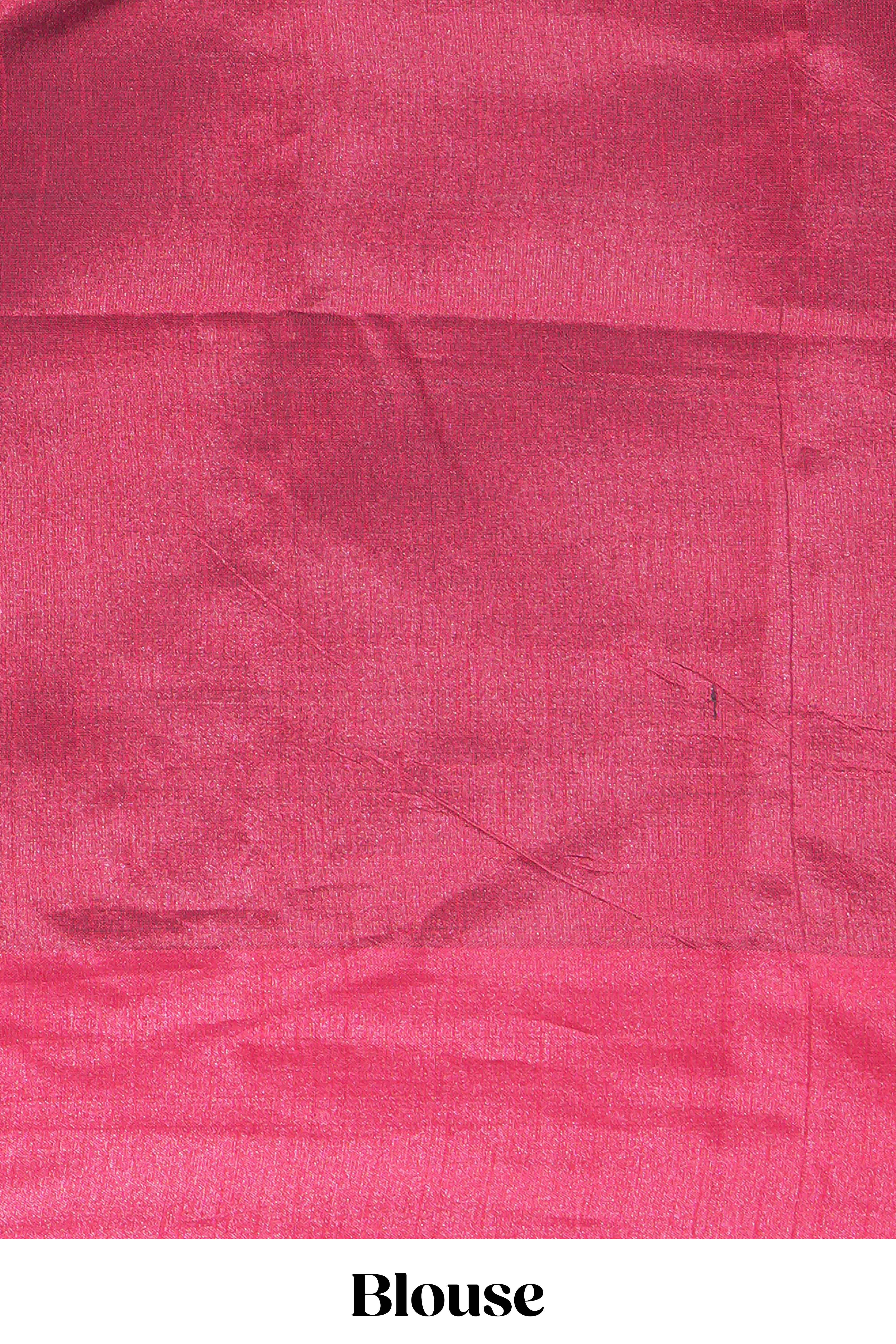 Grey plain art tussar saree with contrast border and striped pallu
