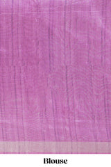 Purple color tussar saree body chevron prints floral motifs and printed pallu along with matching blouse