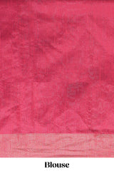 Aqua blue Tussar saree with magenta zari woven border and contrast pallu with matching magenta blouse