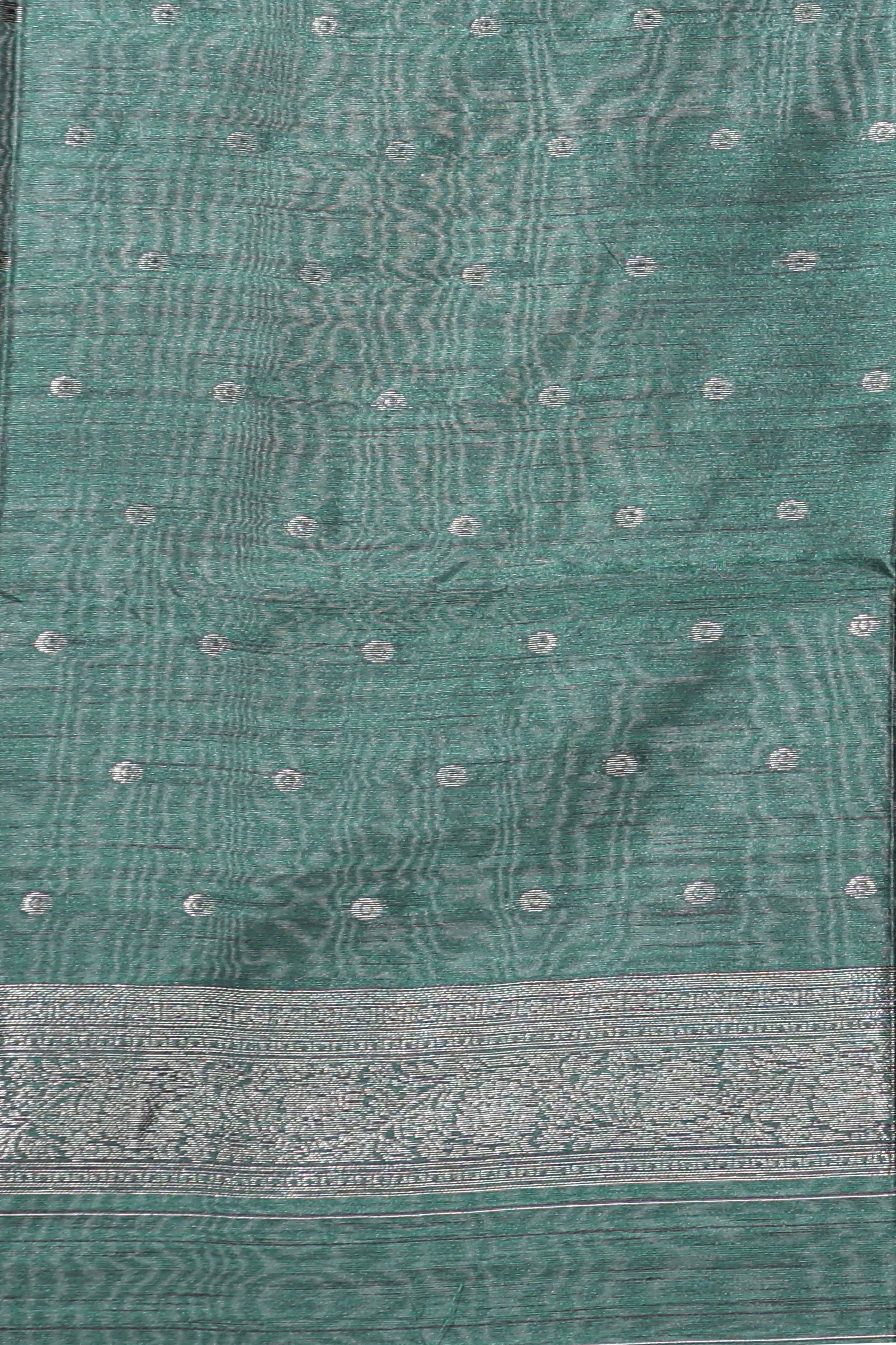 Borderless floral design mustard art tussar saree with contrast pallu and silver motifs blouse