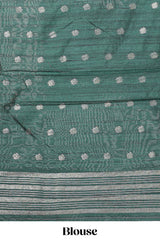 Borderless purple floral design art tusser saree with contrast pallu and floral motifs blouse