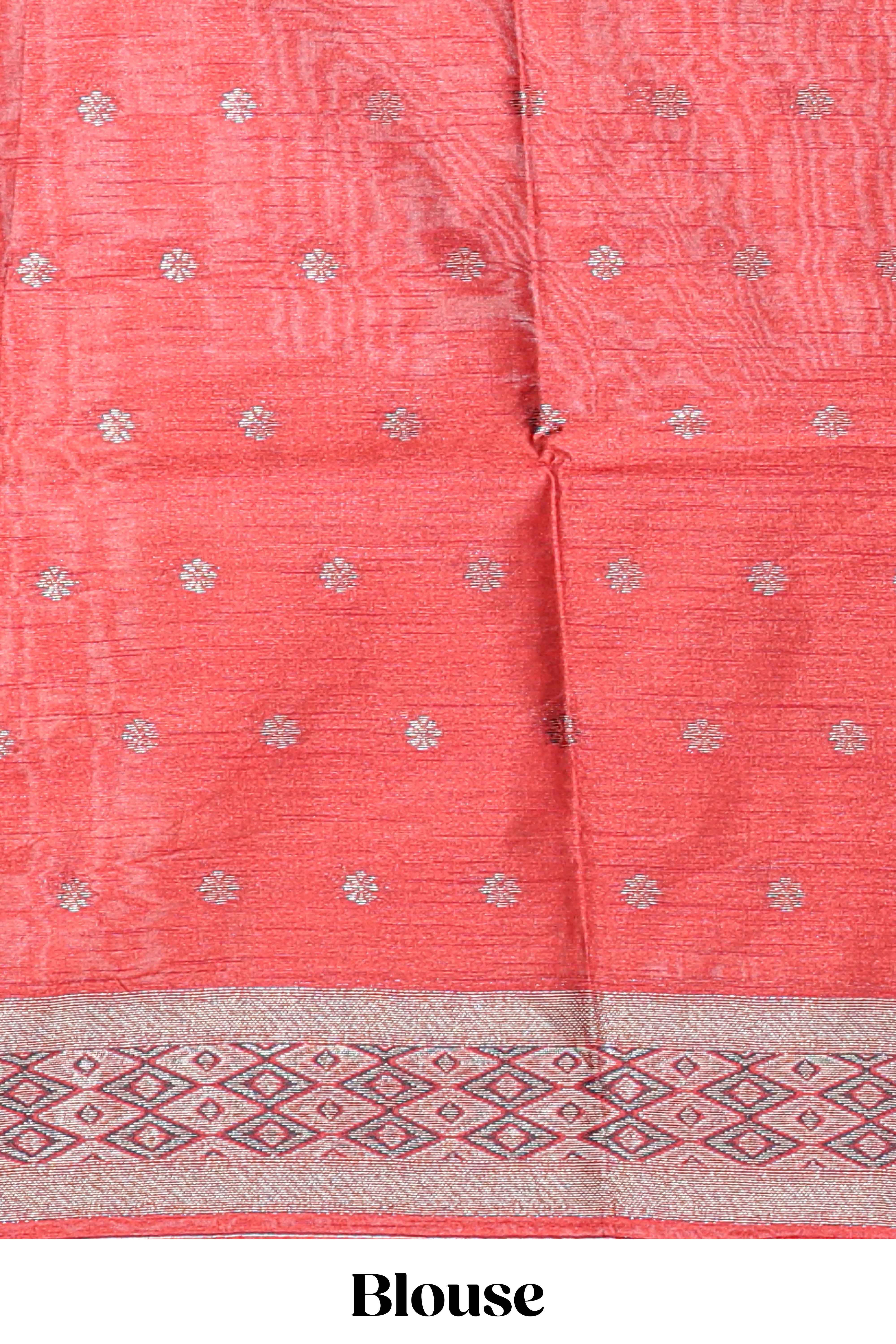 Borderless mustard floral zari motifs art tussar saree with contrast floral design pallu and zari motifs blouse