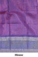 Pink zari motifs design art tussar saree with contrast border and zari blouse