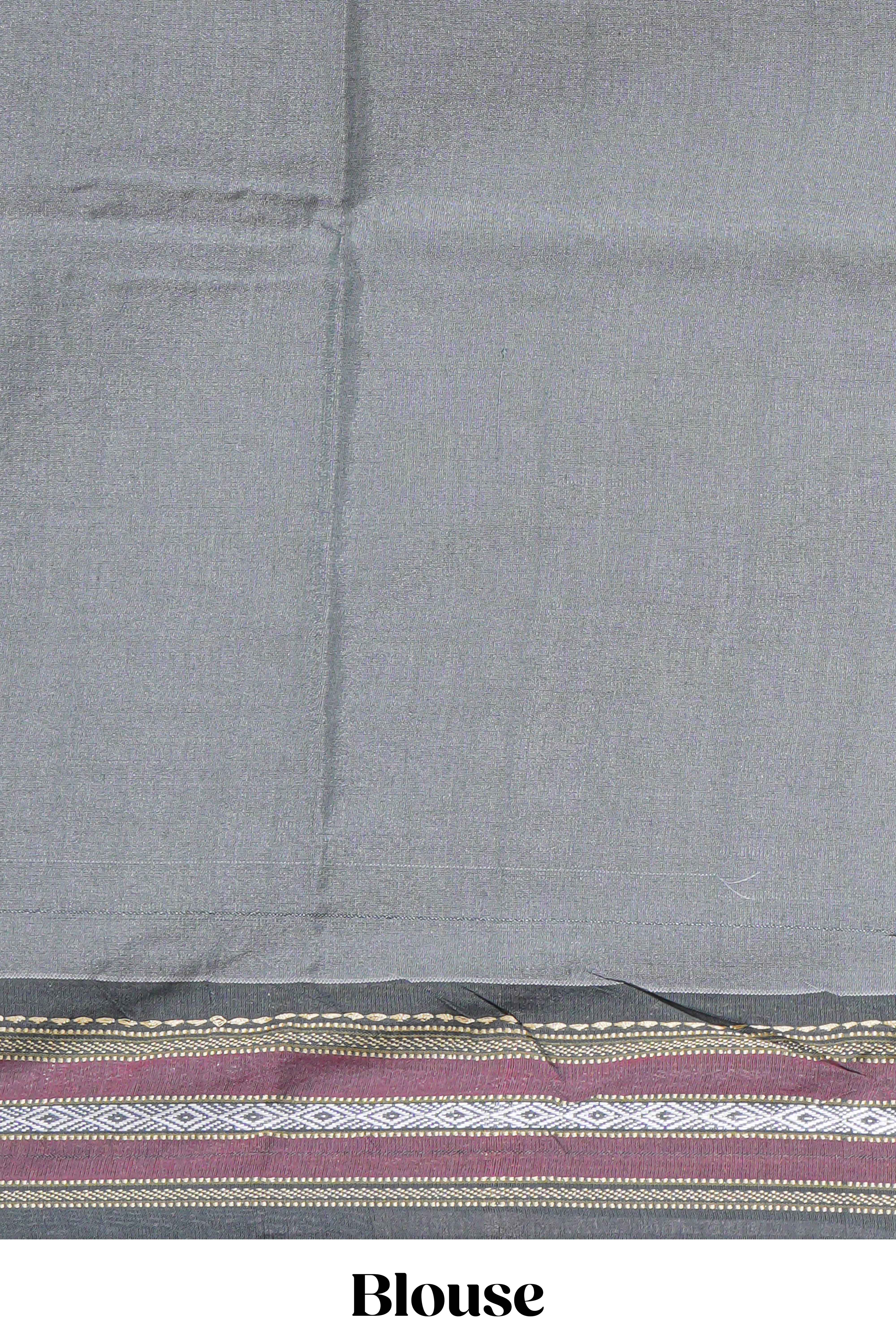 Off White Unique Design Linen Cotton Saree with Contrast Border Contrast and Blouse