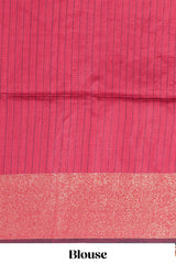 Black Unique Design Linen Cotton Saree with Contrast Border Contrast and Blouse