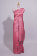 Borderless pink vertical stripedzari design art tussar saree with self pallu and matching blouse