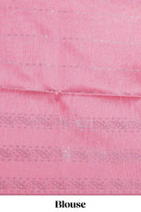 Borderless pink vertical stripedzari design art tussar saree with self pallu and matching blouse