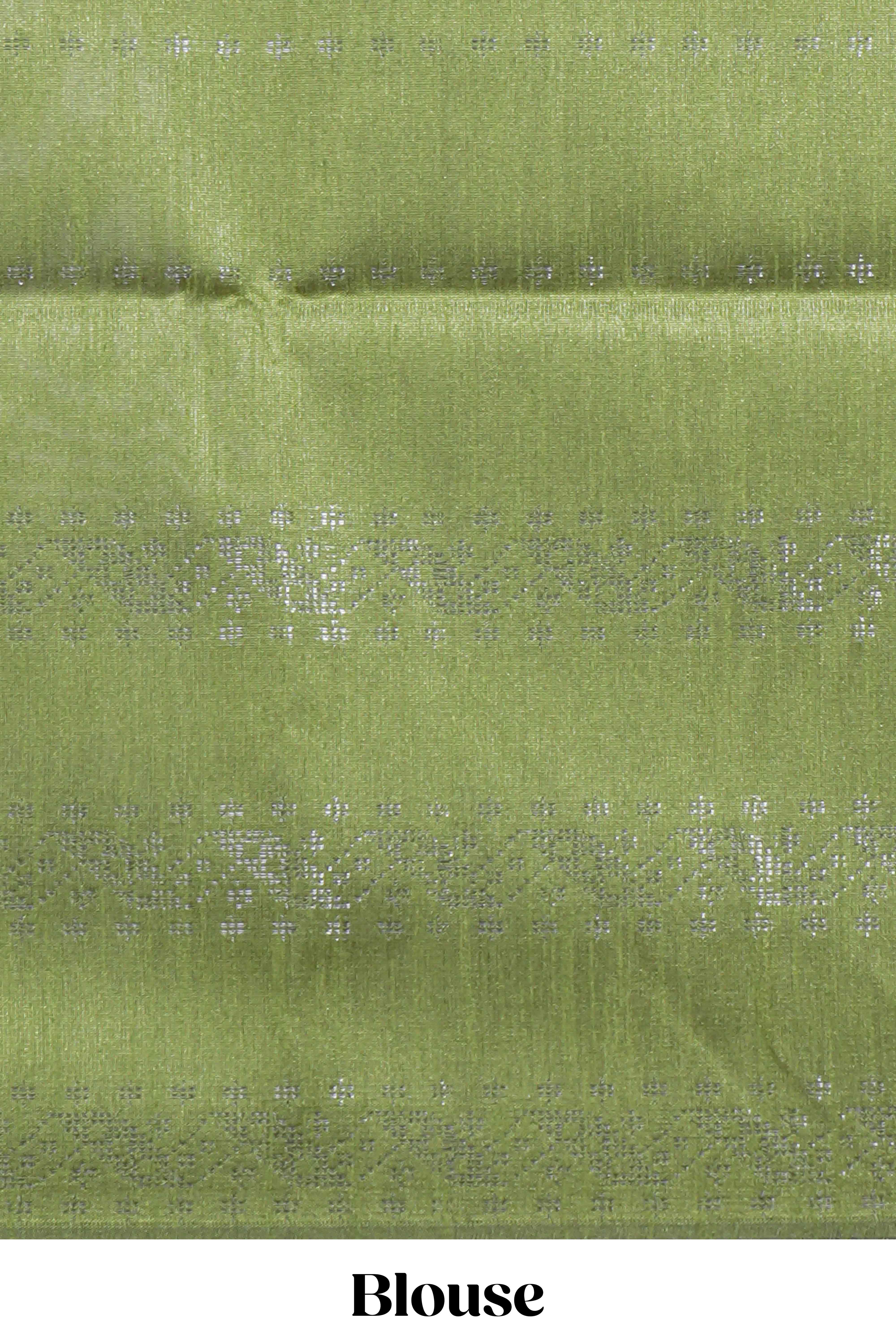 Borderless green vertical stripedzari design art tussar saree with self pallu and matching blouse