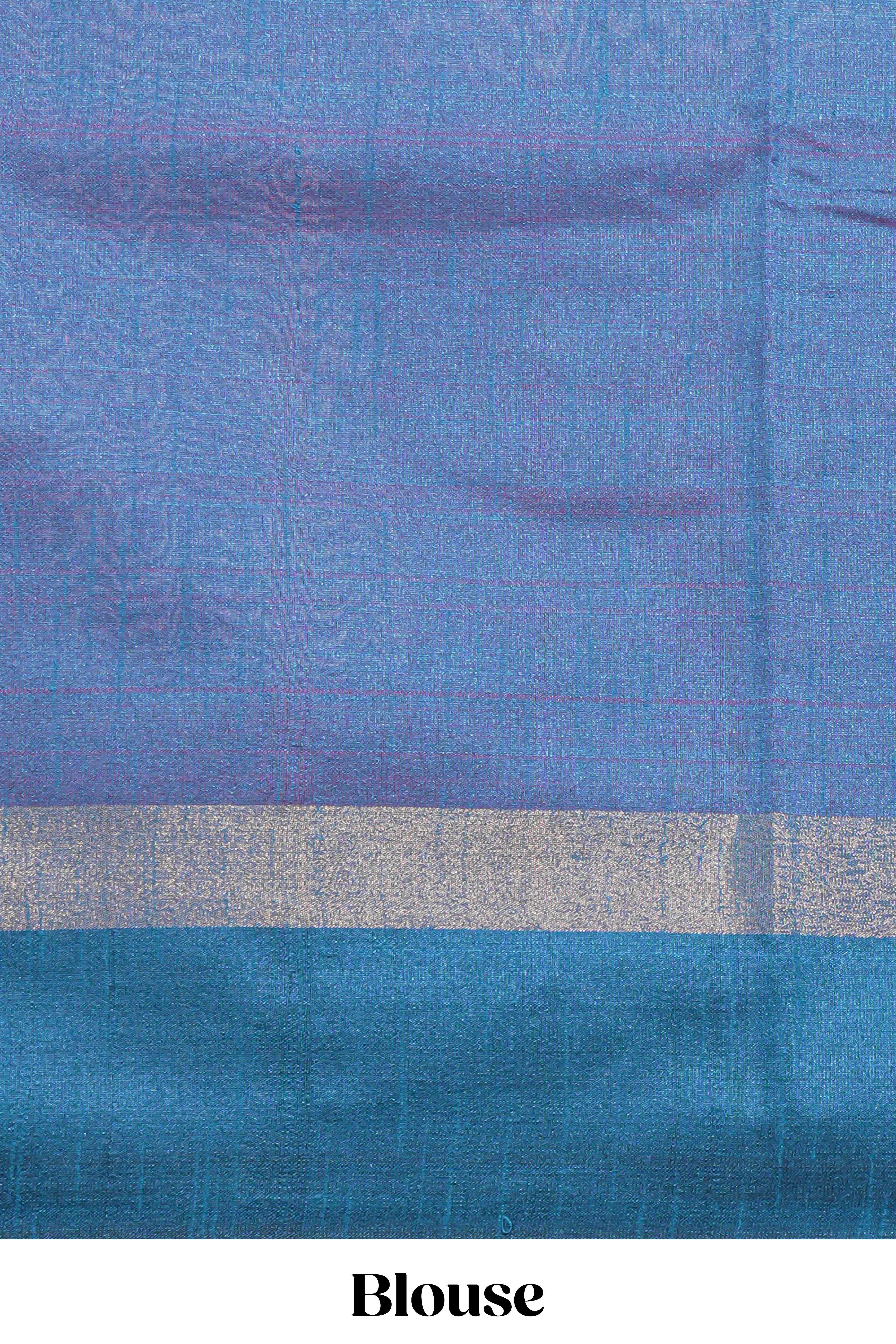 Pink Plain Art Tussar Saree with Contrast Border and Blouse