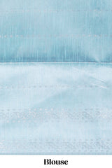 Borderless blue vertical stripedzari design art tussar saree with self pallu and matching blouse