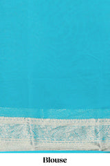 Purple floral zari motifs viscose georgette saree with contrast zari border and blouse