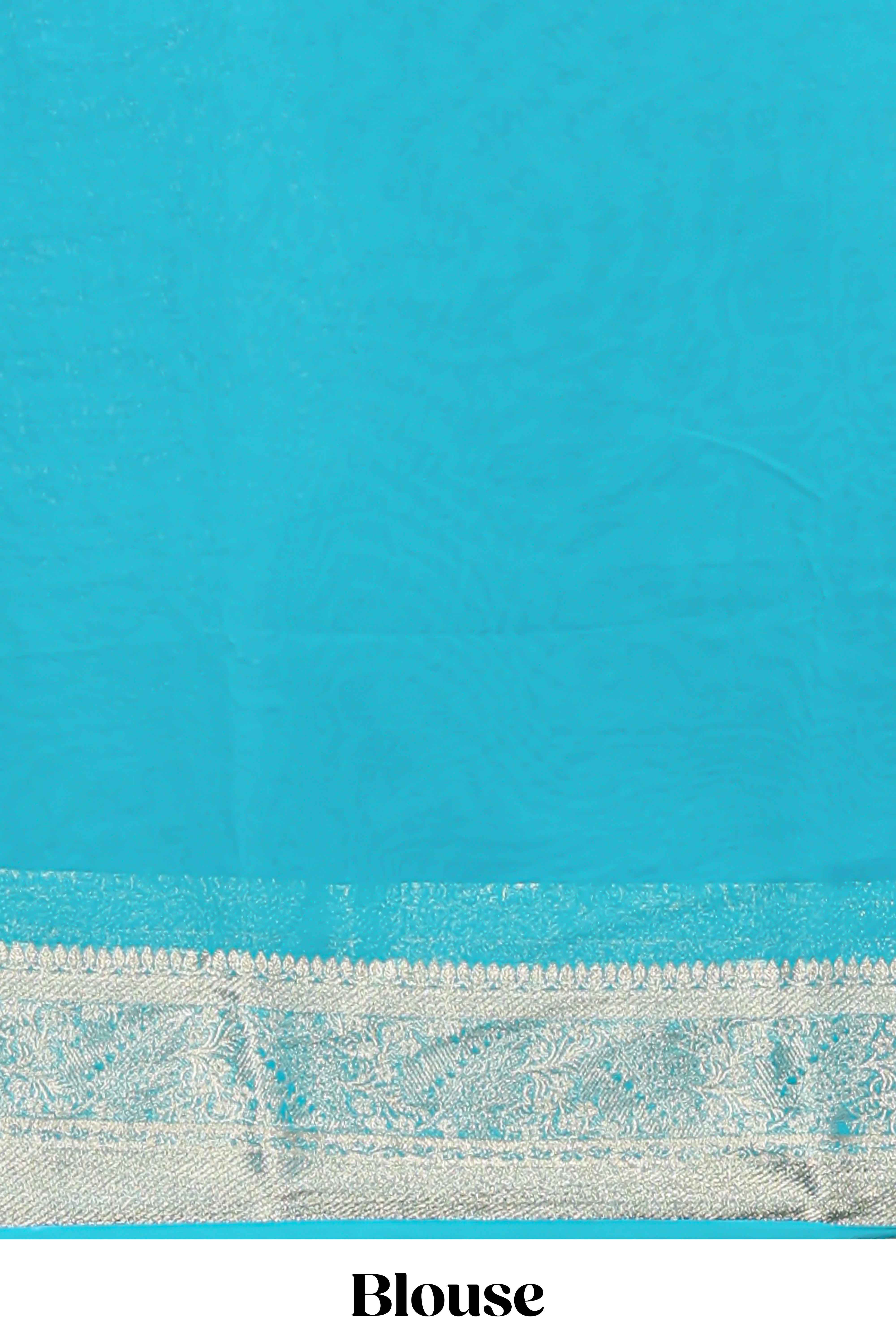 Purple floral zari motifs viscose georgette saree with contrast zari border and blouse