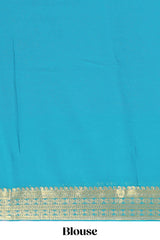 Pink floral zari motifs viscose georgette saree with contrast checked zari border and blouse