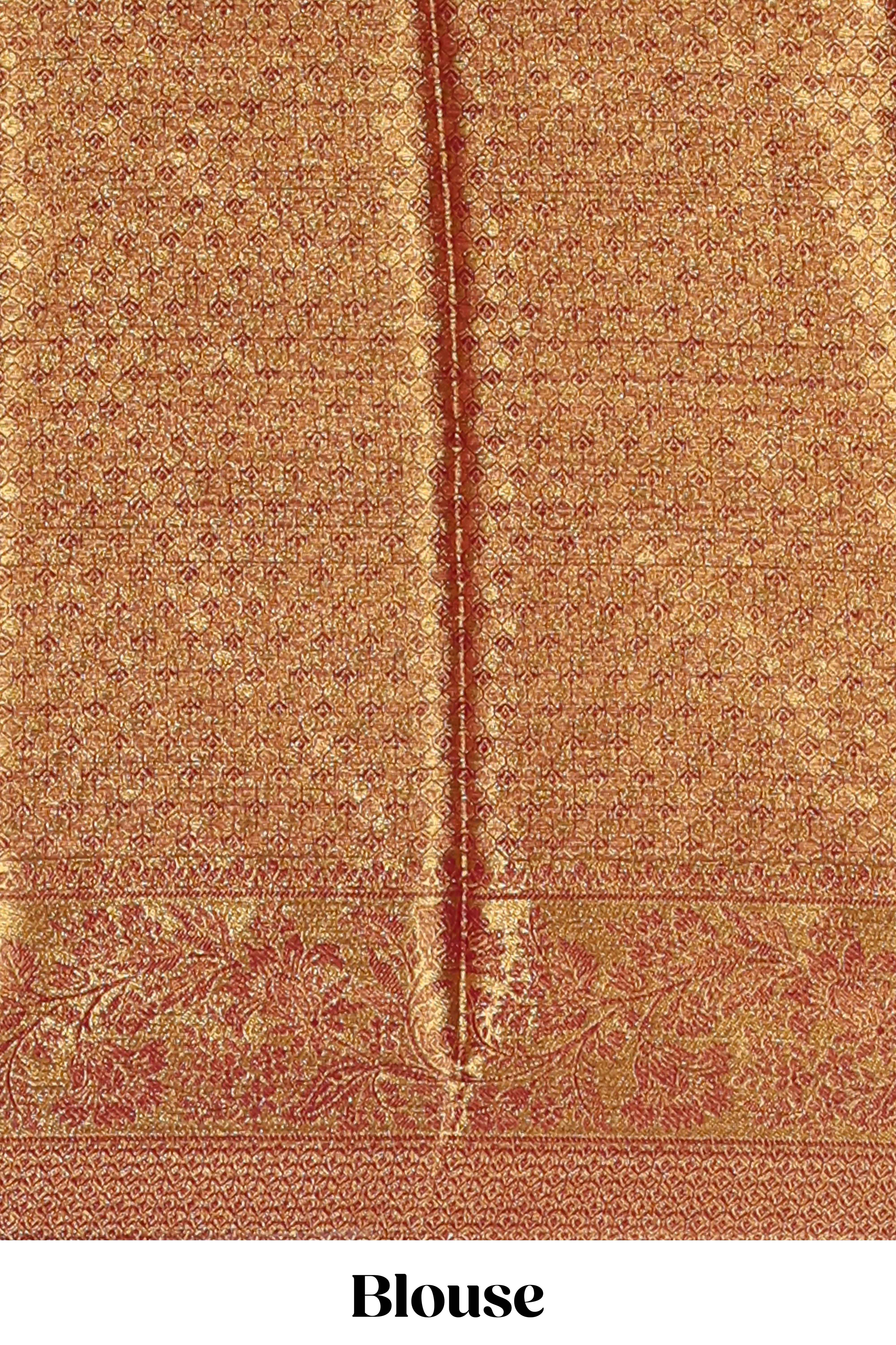 Yellow floral zari motifs viscose georgette saree with contrast checked zari border and blouse