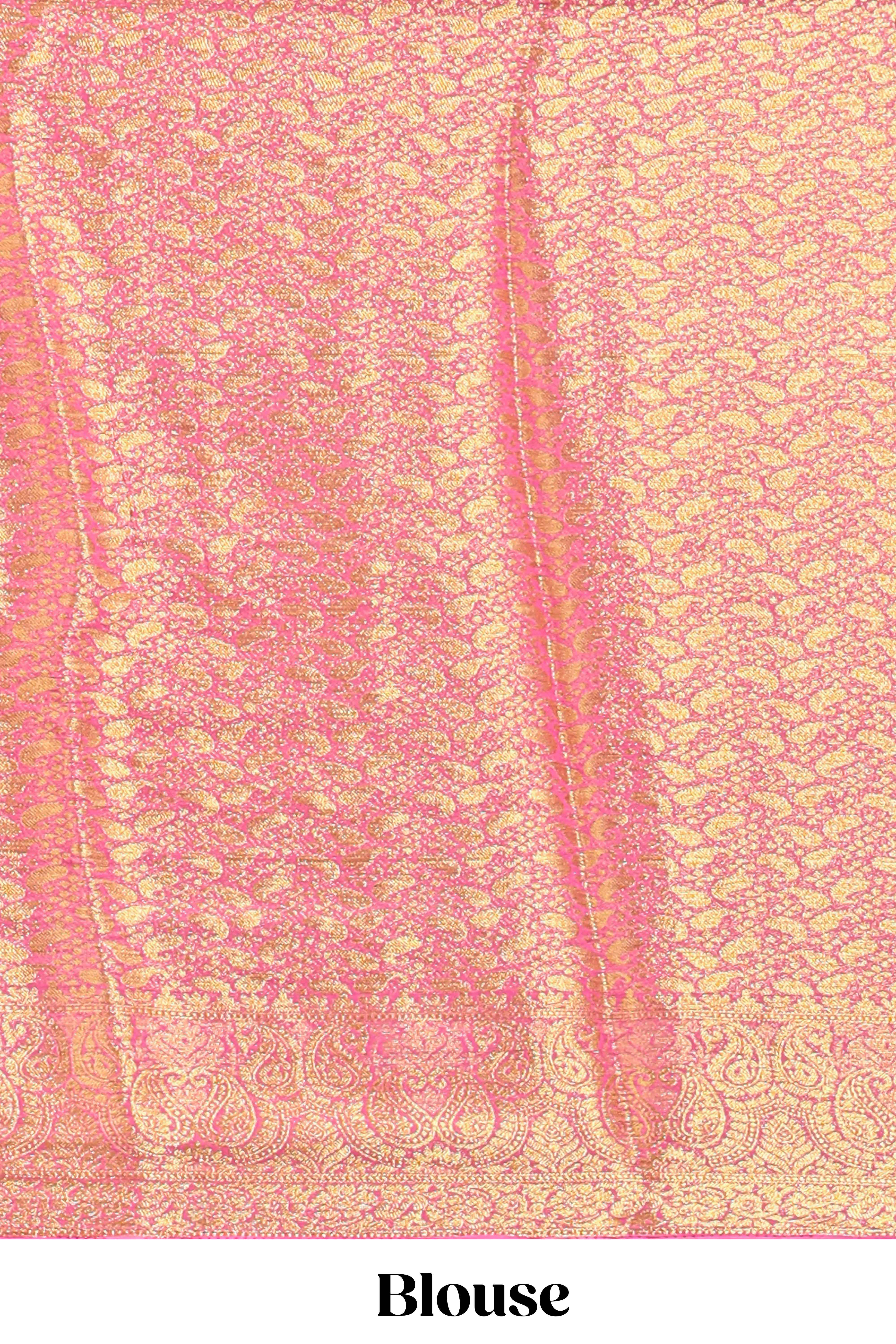 Wine pink paisley zari design viscose georgette saree with contrast zari border and blouse