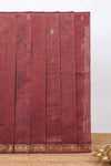 Maroon zari motifs venkatagiri cotton saree with self zari border and matching blouse