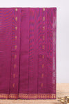 Purple zari motifs venkatagiri cotton saree with self zari border and matching blouse