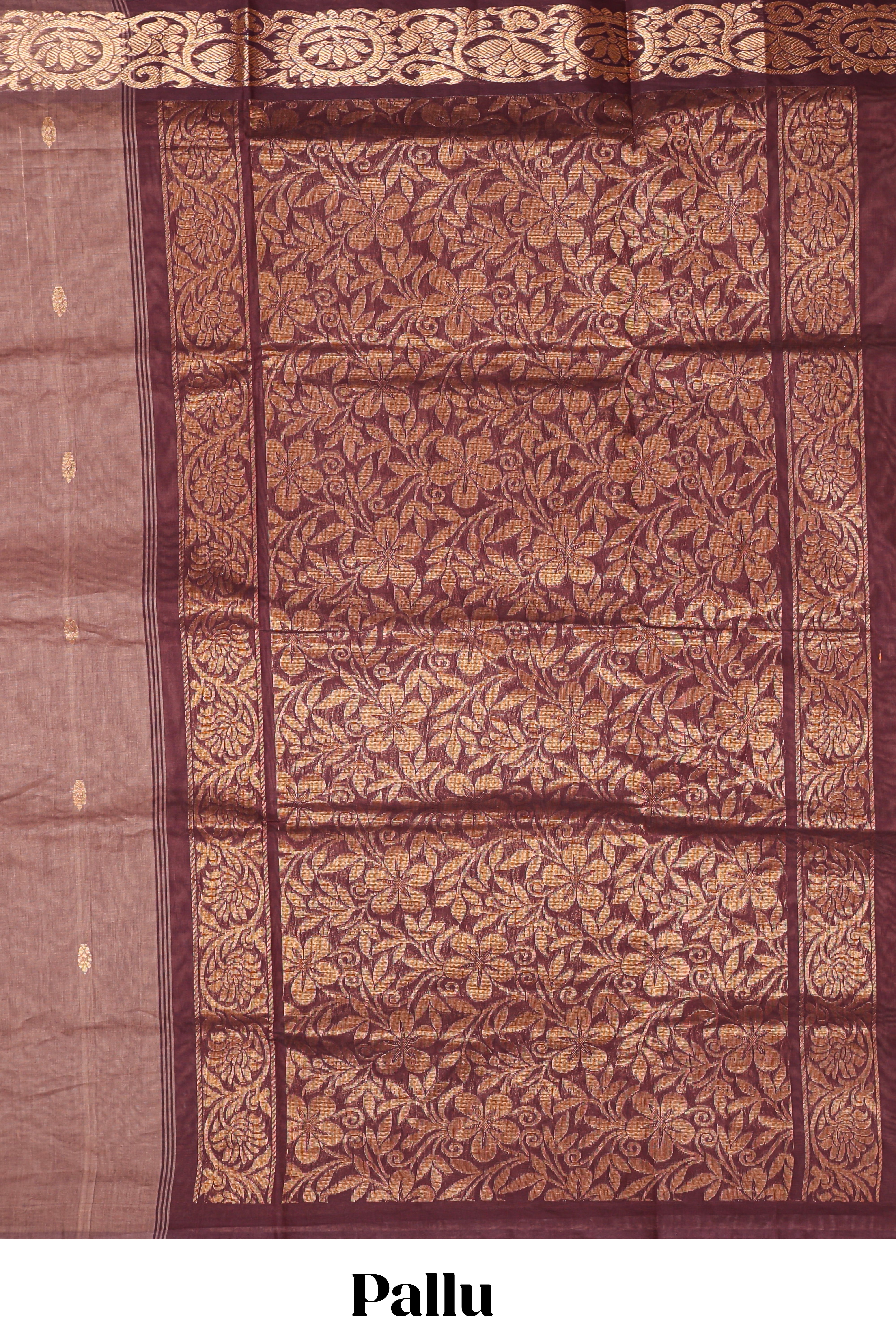 Peach zari motifs venkatagiri cotton saree with self zari border and matching blouse