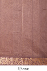 Peach zari motifs venkatagiri cotton saree with self zari border and matching blouse