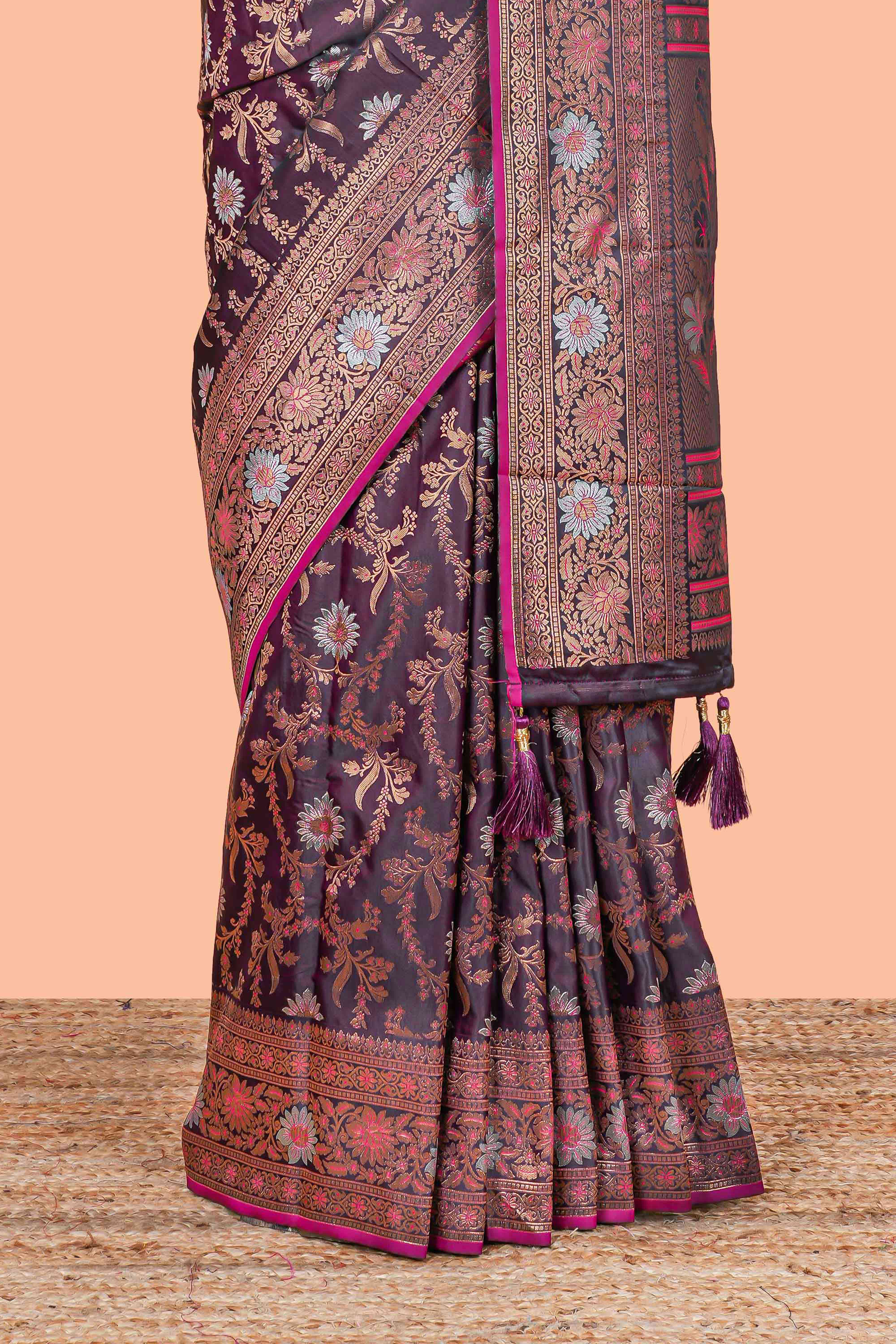 All over jaal silk saree