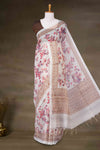 All over print linen cotton saree