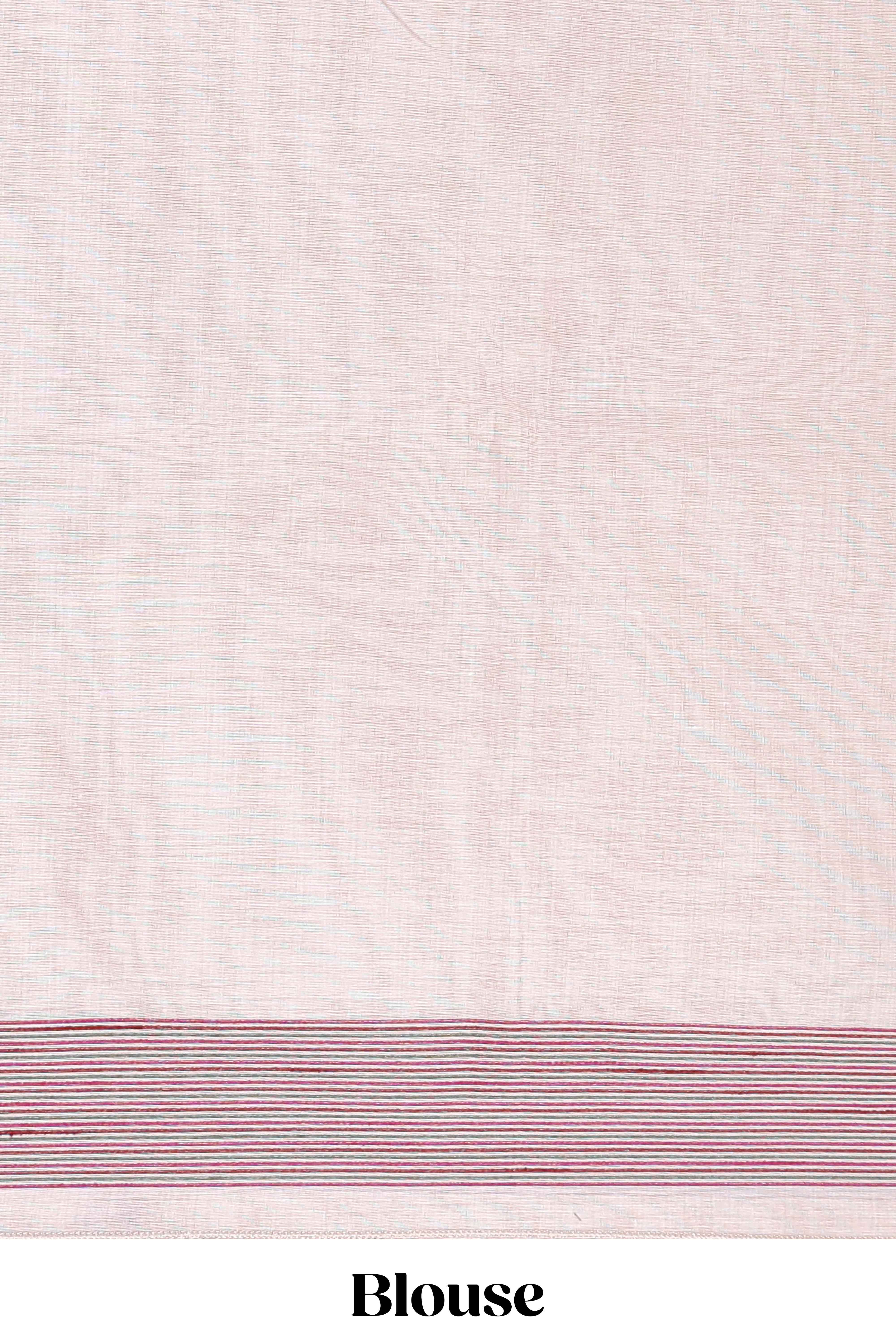 Artisanal munga cotton saree with print pallu