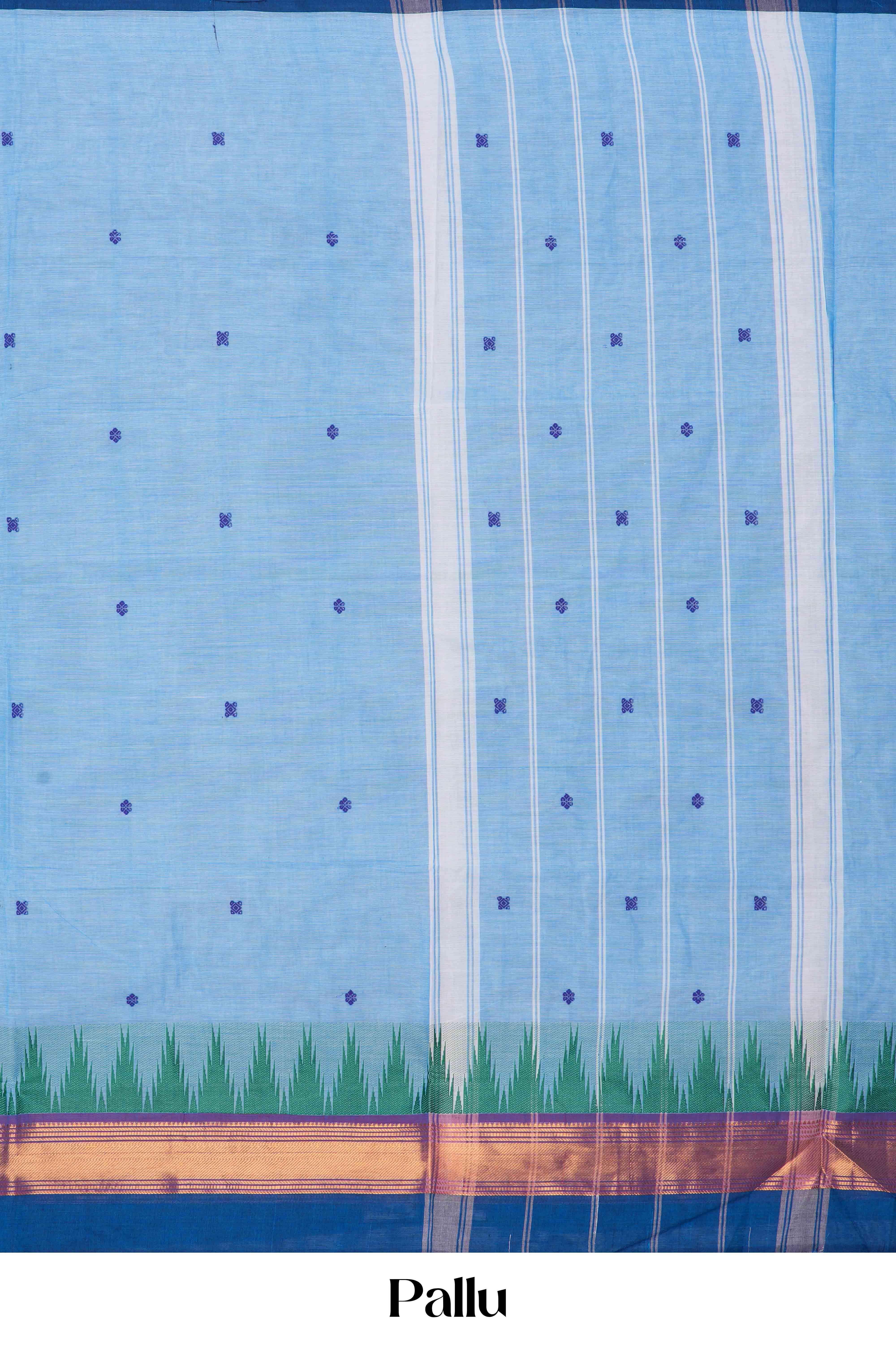 Baby blue contrast dark blue border saree