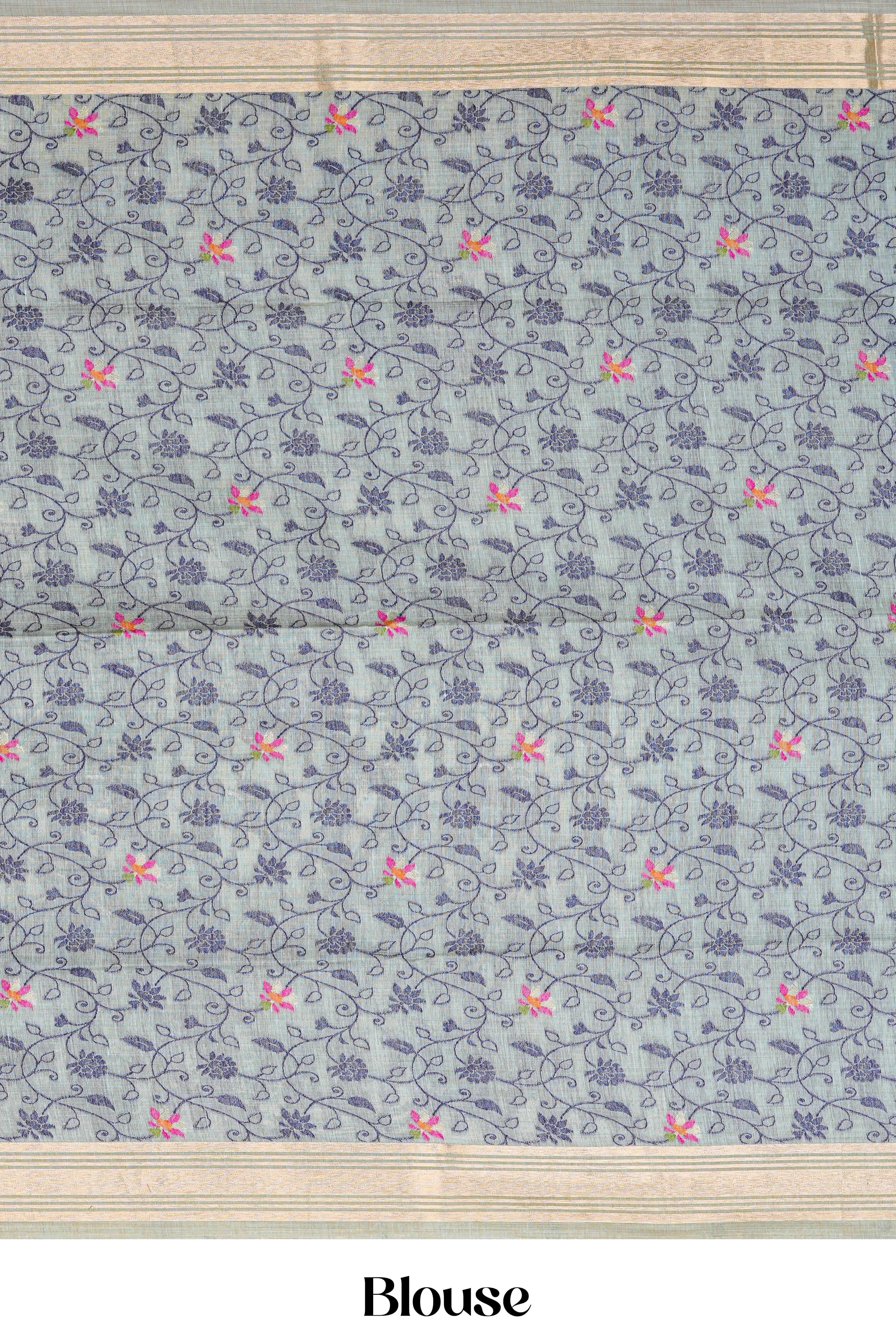 Baby blue festive cotton saree