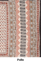 Beige floral print cotton saree