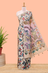 Beige tussar silk drape